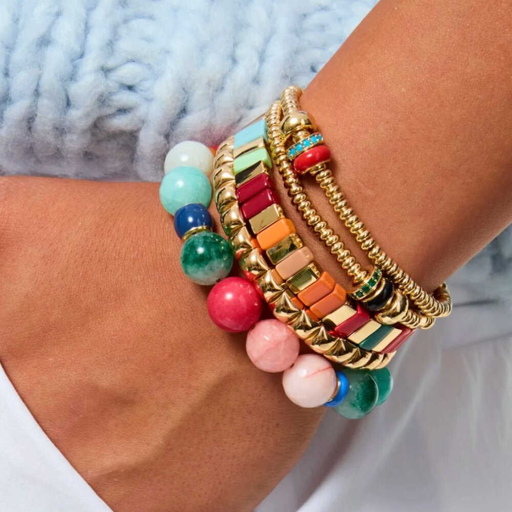 *Set* Roxane Assoulin The Slider Bracelet Duo Black/Orange - Picture 3 of 5